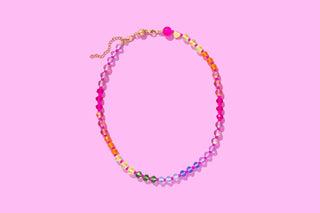 Beaded Necklace - Multi-Colored + Pink - Natalie