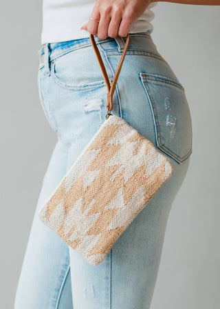 Cream & Tan Aztec Wristlet