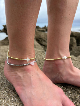 HOLY WATER CROSS (OR HEART) ANKLETS