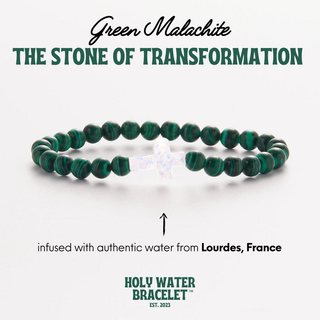 Holy Water Men’s Gemstone Malachite Cross Bracelet
