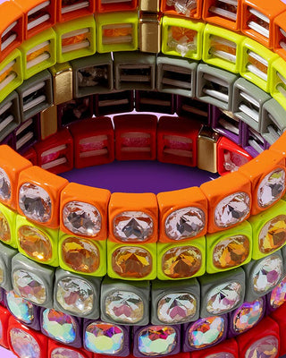 Stretch Bracelet - Enamel w/ Circle Stones - Zoe