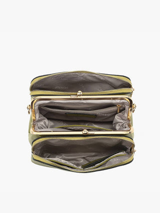 Kiva Crossbody – Vintage Kiss Lock Triple Compartment Bag