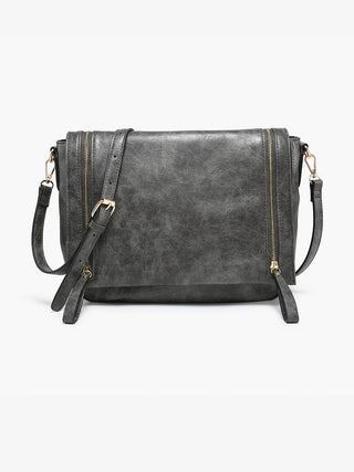 Foster Distressed Dual Zip Crossbody – Vintage-Inspired Everyday Bag