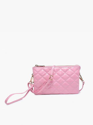 Riley Vegan High Gloss Quilted Crossbody/Wristlet Combo