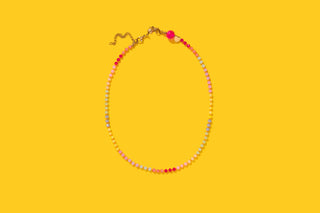 Beaded Necklace - Multi-Colored + Pink - Riley