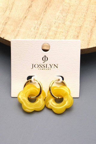 Flower Charm Huggie Hoop Earrings – Lightweight Gold Dangle