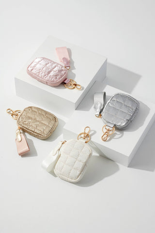 Logan Clip-On Pouch – Quilted Metallic Nylon Mini Bag