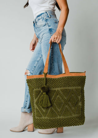 Olive Diamond Pattern Tote