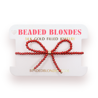 Red Pearl Beaded Bow Bracelet