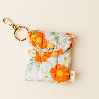 Puffy Earbud Case Keychain-Bouquet Beauty Sage