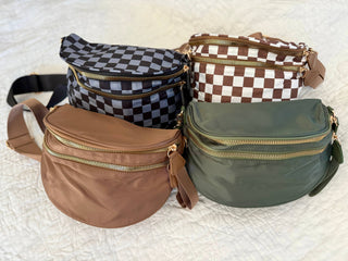 Farah Fanny Bum Bag – Black & Grey Checkered