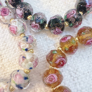 Vintage Rose Glass Bead Stretch Bracelet – Stackable