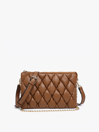 Izzy Puffer Quilted Crossbody with Chain – Trendy 3-Compartment Bag