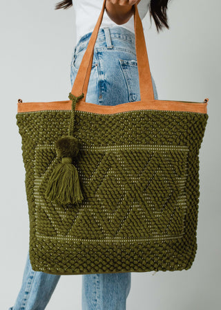 Olive Diamond Pattern Tote