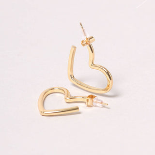 14K Gold-Dipped Heart Hoop Earring: ONE SIZE / GLD