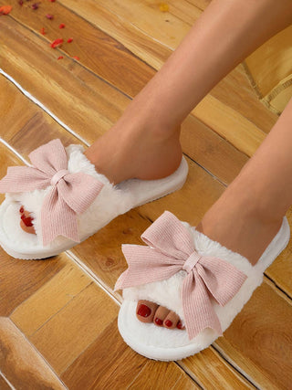 White Bow Knot Slides – Chic Comfort Meets Girly Glam