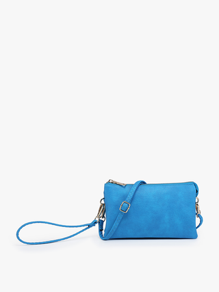 M013 Riley Monogrammable 3 Compartment Crossbody/Wristlet ELECTRIC BLUE