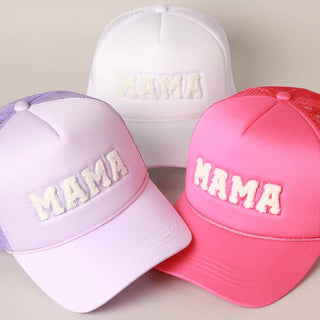 MAMA Chenille Patched Trucker Cap: LAVEN / ONE SIZE