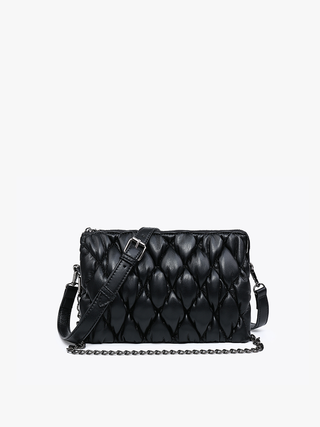 Izzy Puffer Quilted Crossbody with Chain – Trendy 3-Compartment Bag
