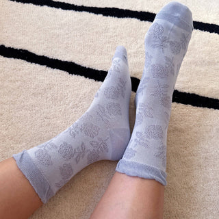 Embossed Flower Soft Knit Socks Set Of 2