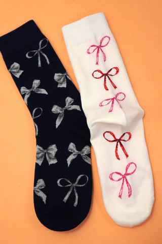 Bow Mid Calf Length Socks – Soft & Breathable Everyday Fit