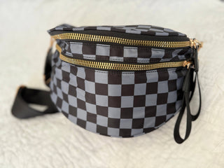 Farah Fanny Bum Bag – Black & Grey Checkered