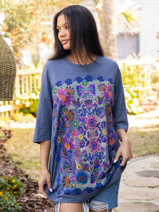 One Size Cotton Easy Tee – Twilight Folk Garden