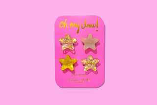 Mini Claw Clips - Stars - Gold Confetti