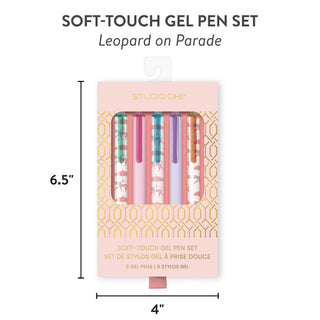 Leopard on Parade Soft-Touch Gel Pen Set – 5 Color Ink Pens – 0.7 mm Medium Point
