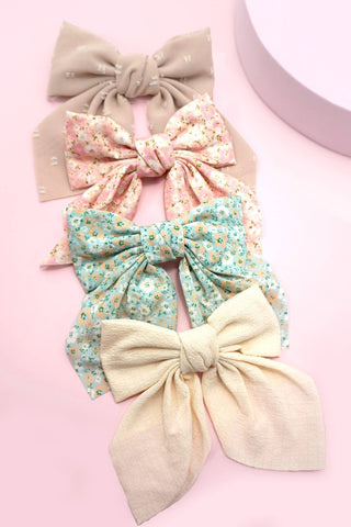 Pretty Ditsy Organza Bow Ribbon Hair Clips
