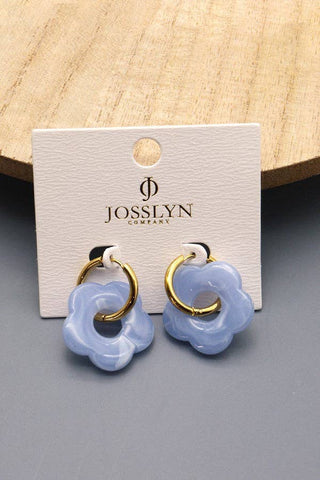 Flower Charm Huggie Hoop Earrings – Lightweight Gold Dangle