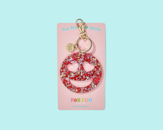 Heart Eyes Happy Face Keychain – Red Confetti
