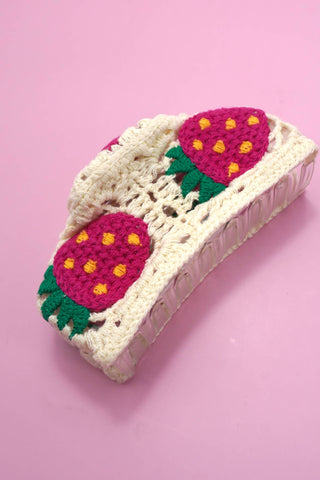 Jumbo Handmade Crochet Floral Hair Claw Clips – Vintage Style for Thick Hair