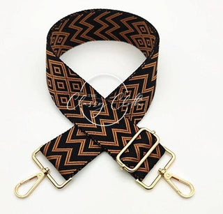 Crossbody Guitar Strap - Black Tan Aztec