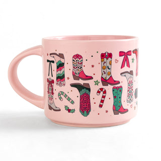 Christmas Western Cowgirl Boots Large Ceramic Mug