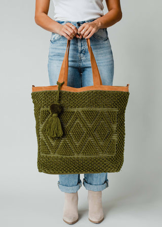 Olive Diamond Pattern Tote