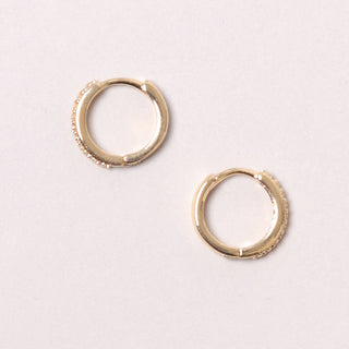 14K Gold-Dipped Paved Hoop Earring: ONE SIZE / GLD