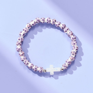 Holy Water Purple Porcelain Cross Bracelet