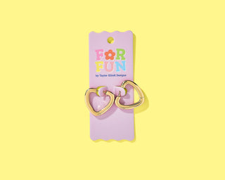 Heart Huggie Earrings – Pink Enamel (14K Gold-Plated)