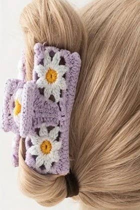 Jumbo Handmade Crochet Floral Hair Claw Clips – Vintage Style for Thick Hair