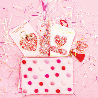 Hair Clip Set - Heart + XOXO - Red + Pink Confetti