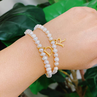 Freshwater Pearl Initial Charm Bracelet