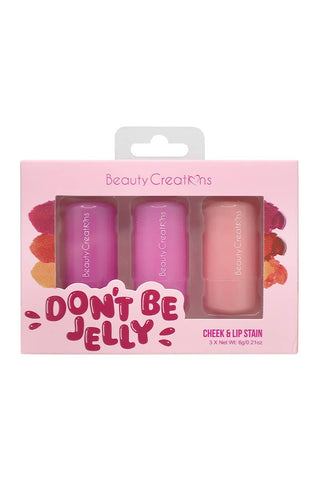 Beauty Creations Don’t Be Jelly Cheek & Lip Stain Set – 3-Piece Dewy Glow Trio