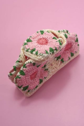 Jumbo Handmade Crochet Floral Hair Claw Clips – Vintage Style for Thick Hair