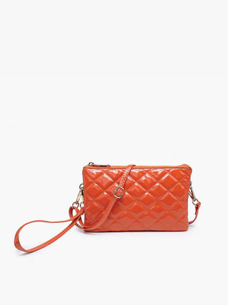 Riley Vegan High Gloss Quilted Crossbody/Wristlet Combo