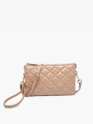 Riley Vegan High Gloss Quilted Crossbody/Wristlet Combo
