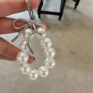 Pearl Bow Bag Charm Keychain – Feminine Accessory