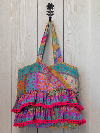 Ruffle Tote Bag – Multi Patchwork