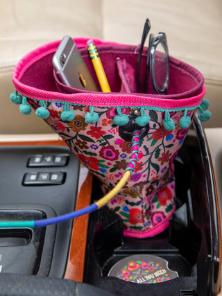 Car Cup Holder Organizer – Pink Floral