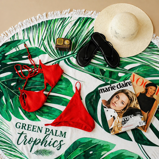 Beach Towel - Green Palm Tropics